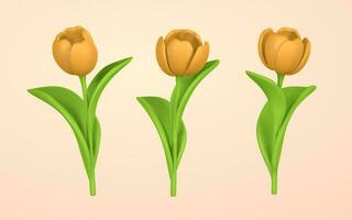 3d fofa colorida Primavera flor tulipa dentro desenho animado estilo para ramalhete ou decoração. vetor ilustração