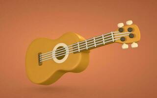 3d realista acústico guitarra para música conceito Projeto dentro plástico desenho animado estilo. vetor ilustração