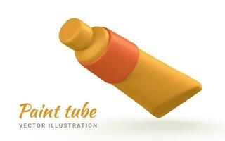 3d realista pintura tubo dentro desenho animado estilo. vetor ilustração
