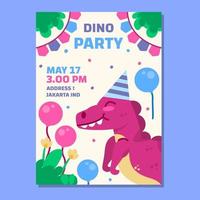 pôster de aniversário infantil com conceito de dinossauro vetor