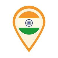 feliz dia da independência ícone de estilo simples do ponteiro de localização da bandeira da Índia vetor