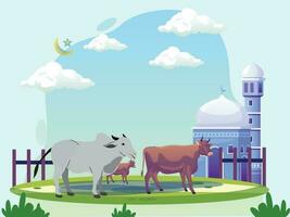 eid al adha e vacas ilustração vetor