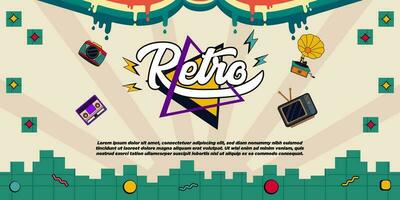 único pixel retro bandeira modelos vetor ilustração