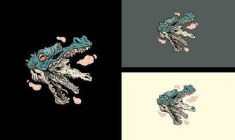 cabeça crocodilo zumbi vetor mascote Projeto