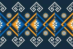 étnico geométrico desatado padronizar. geométrico Sombrio azul fundo. Projeto para tecido, roupas, decorativo papel, invólucro, bordado, ilustração, vetor, batik padrão, étnico padronizar vetor