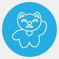 ícone Maneki neko gato. Japão elementos. ícones dentro azul volta estilo. Boa para impressões, cartazes, logotipo, anúncio, infográficos, etc. vetor