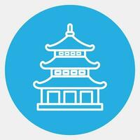 ícone pagode. Japão elementos. ícones dentro azul volta estilo. Boa para impressões, cartazes, logotipo, anúncio, infográficos, etc. vetor