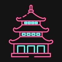ícone pagode. Japão elementos. ícones dentro néon estilo. Boa para impressões, cartazes, logotipo, anúncio, infográficos, etc. vetor