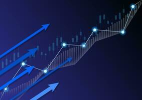 investimento estoque mercado gráfico. seta crescimento o negócio gráfico. digital seta relatório fundo. tecnologia gráfico vetor ilustrador.