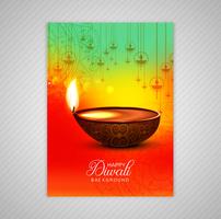 Cartaz com um diya para design de modelo de folheto colorido diwali vetor