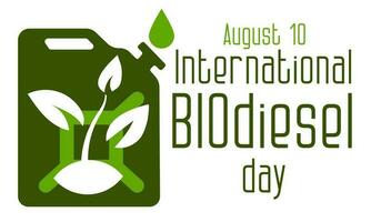 verde biocombustível sinal, combustível vasilha com uma brotar. internacional biodiesel dia. modelo para fundo, bandeira, cartão postal, poster com texto. vetor ilustração do biocombustíveis. verde tema