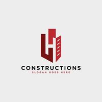 h último logotipo, prédio, construções ícone logotipo e vetores