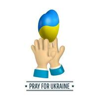 não guerra dentro Ucrânia. mãos segurando uma coração dentro ucraniano cores. Salve  Ucrânia. orar para Ucrânia paz. vetor ilustração