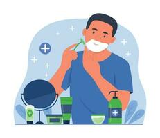 homem barbear bigode para facial tratamento conceito ilustração vetor