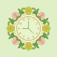 livre vetor do uma flor decorado parede relógio ilustração
