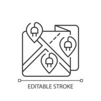 mapa de estações de carregamento ev ou ícone linear de rede vetor