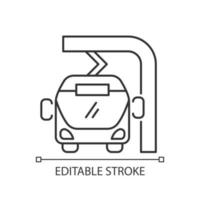 ícone linear de carregamento de ônibus elétrico a caminho vetor