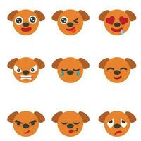 conjunto do fofa cachorro emoticons.dog face ícone em branco fundo vetor