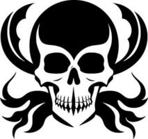 crânio ossos esqueleto logotipo simples Preto tatuagem pirata vetor