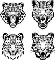 leopardo cabeça logotipo vetor estêncil conjunto