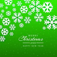 Fundo de flocos de neve verde de cartão feliz Natal vetor