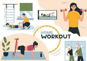 casa exercite-se plano colagem vetor