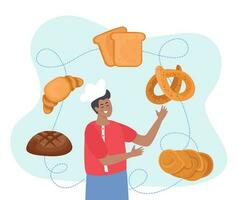 cozimento pão e pastelaria conceito vetor