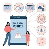 parental ao controle plano infográficos vetor