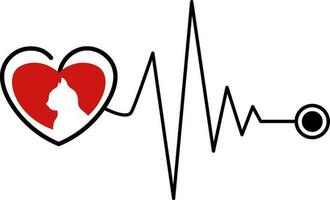 batimento cardiaco linha ícone com gato eletrocardiograma carro SVG Projeto vetor