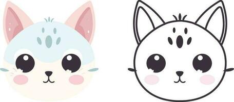 kawaii gato plano ícone vetor. fofa gato achatado ilustração. fofa kawaii gato plano ilustração, arte, ícones, e gráficos. vetor