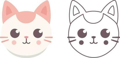 kawaii gato plano ícone vetor. fofa gato achatado ilustração. fofa kawaii gato plano ilustração, arte, ícones, e gráficos. vetor