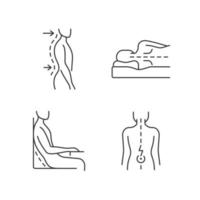conjunto de ícones lineares de disfunção postural vetor