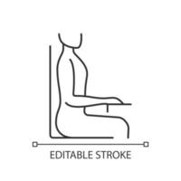 ícone linear de postura sentada ereta vetor