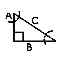 matemática educação escola ciência linha de triângulo direito e ícone de estilo vetor