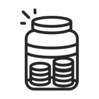 voluntário de caridade de doação ajuda moedas de dinheiro social em ícone de estilo de linha de jarra de vidro vetor