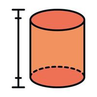 matemática educação escola ciências geometria figura cilindro linha e ícone de estilo vetor