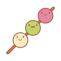 linha doce dango pastel kawaii e estilo de preenchimento vetor