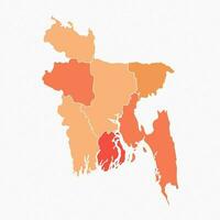 colorida Bangladesh dividido mapa ilustração vetor