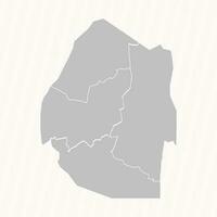 detalhado mapa do Eswatini com estados e cidades vetor