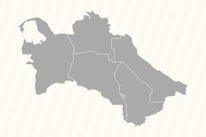 detalhado mapa do Turquemenistão com estados e cidades vetor