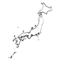 mão desenhado forrado Japão simples mapa desenhando vetor