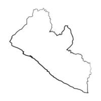 mão desenhado forrado Libéria simples mapa desenhando vetor