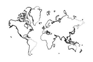 mão desenhado forrado mundo simples mapa desenhando vetor
