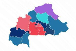 multicolorido mapa do burkina faso com províncias vetor