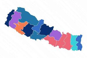 multicolorido mapa do Nepal com províncias vetor