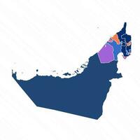 multicolorido mapa do Unidos árabe Emirados com províncias vetor
