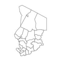 esboço esboço mapa do Chade com estados e cidades vetor
