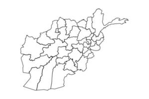 esboço esboço mapa do Afeganistão com estados e cidades vetor