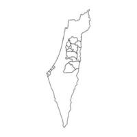 esboço esboço mapa do Palestina com estados e cidades vetor