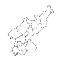 esboço esboço mapa do norte Coréia com estados e cidades vetor